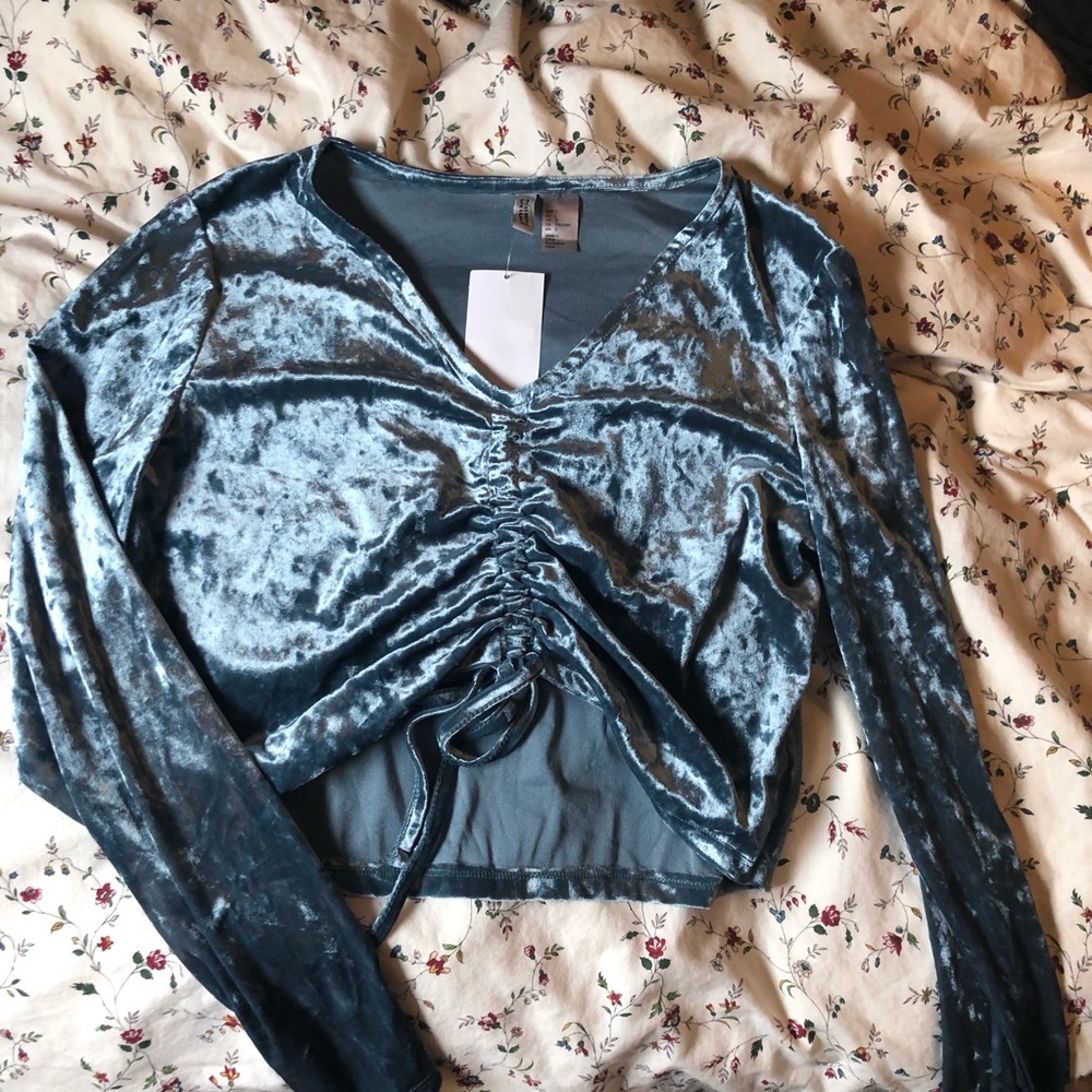 H&M scrunchy long sleeve crop top